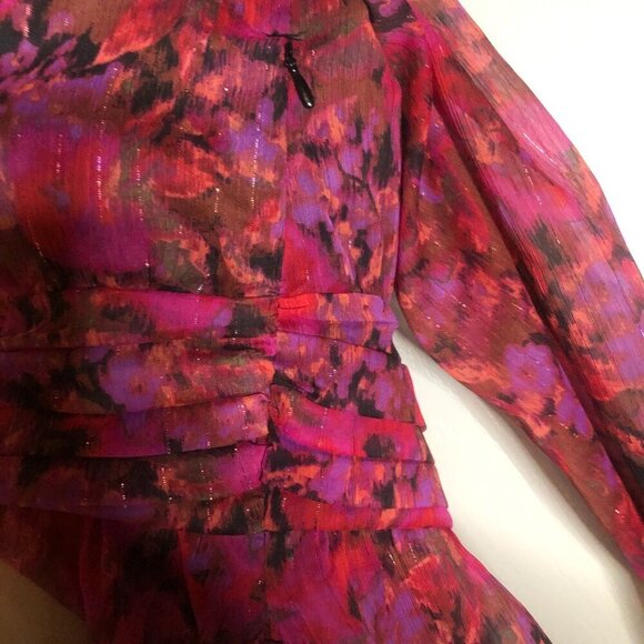 Steve Madden BNWT Azura Floral V-Neck Peplum top with side zipper sz M - Picture 7 of 8